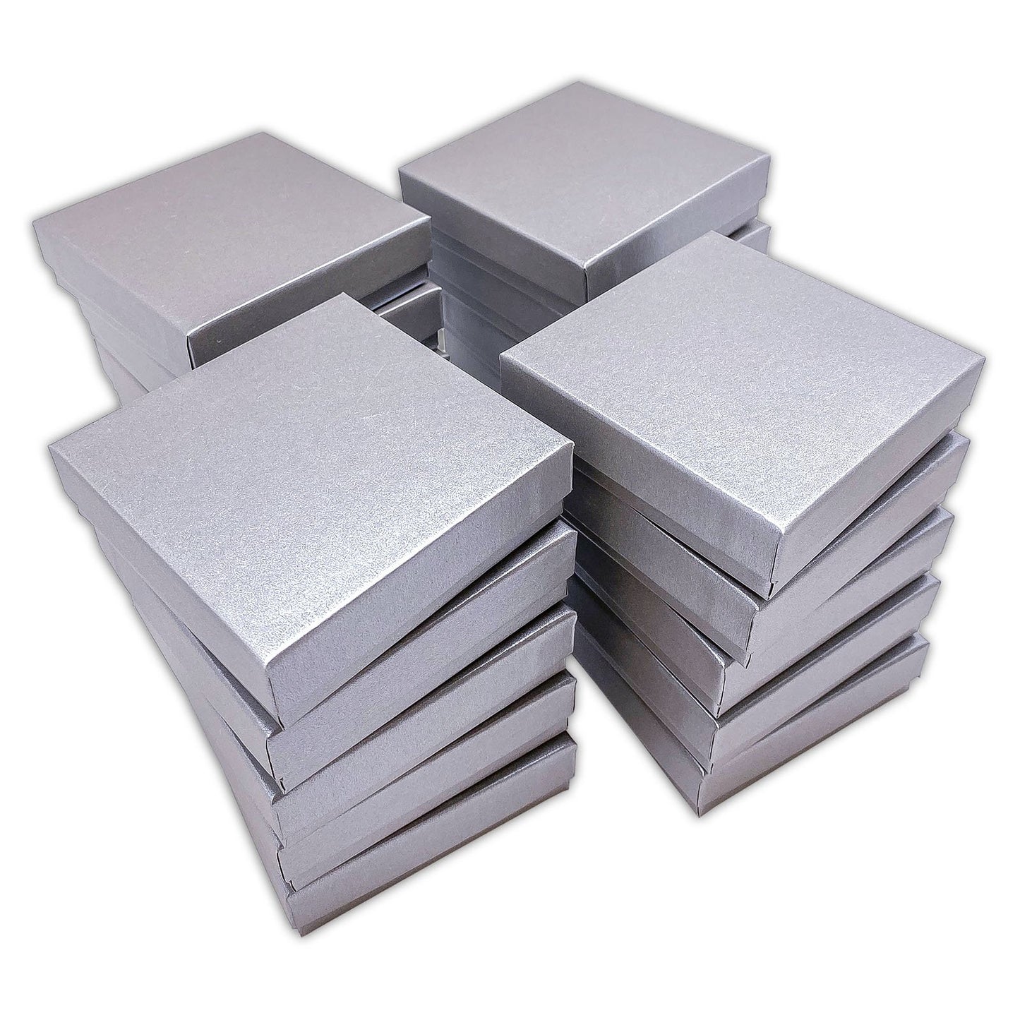 3 1/2" x 3 1/2" x 1" Pearl Gray Cotton Filled Paper Box