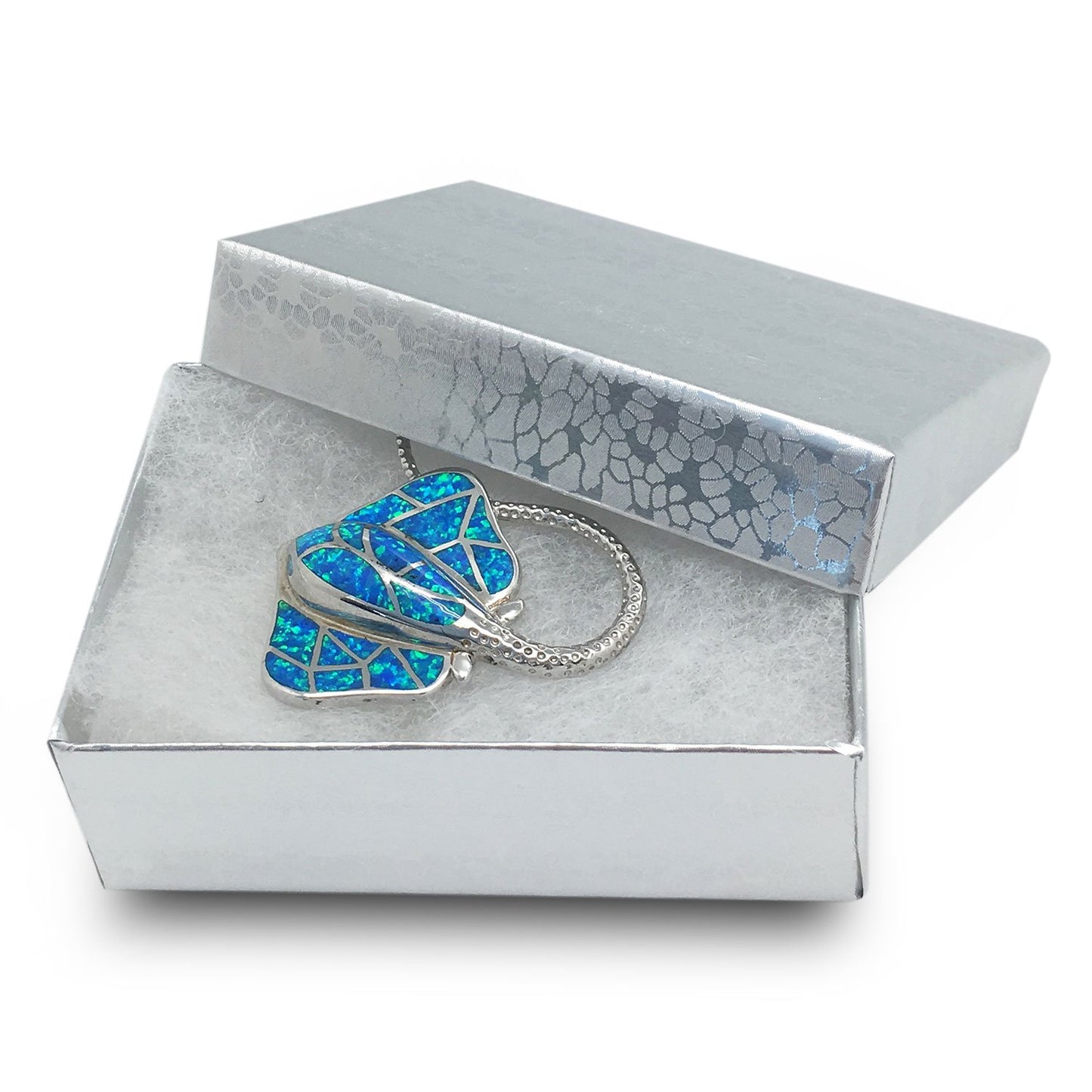 3 1/4" x 2 1/4" x 1" Silver Cotton Filled Box