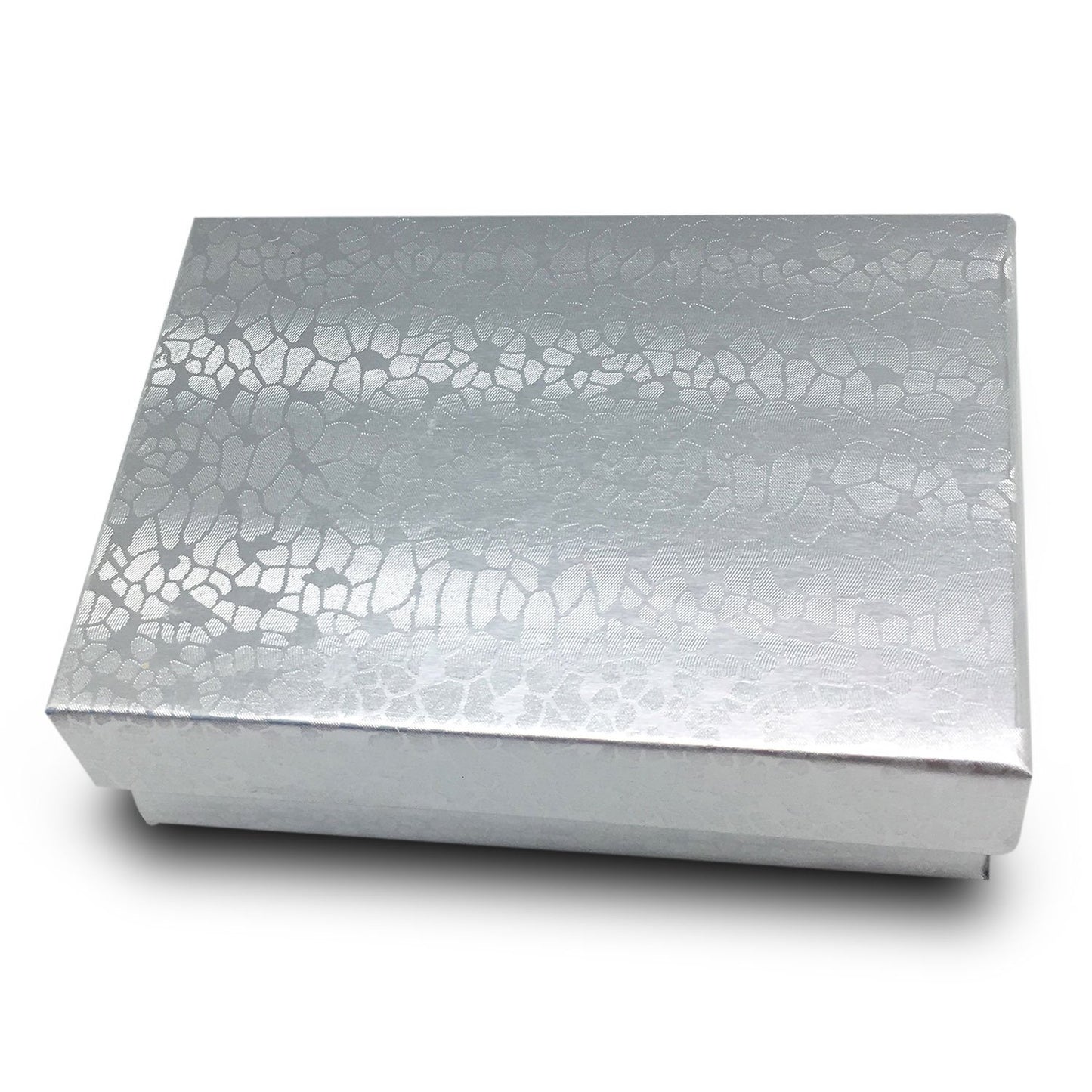 3 1/4" x 2 1/4" x 1" Silver Cotton Filled Box