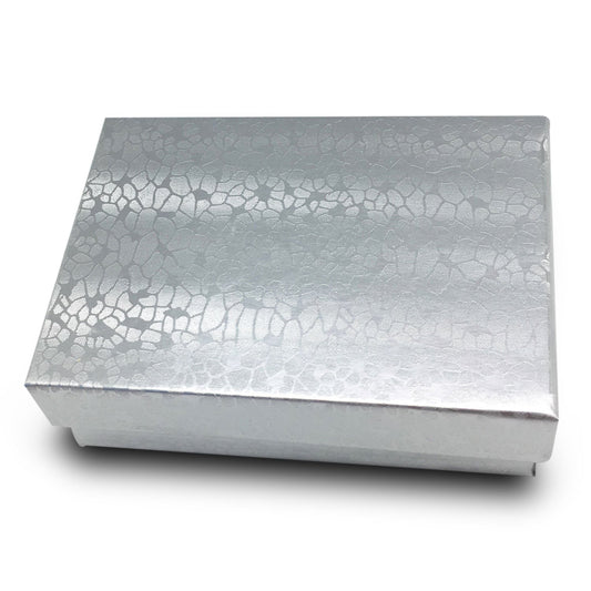 3 1/4" x 2 1/4" x 1" Silver Cotton Filled Box