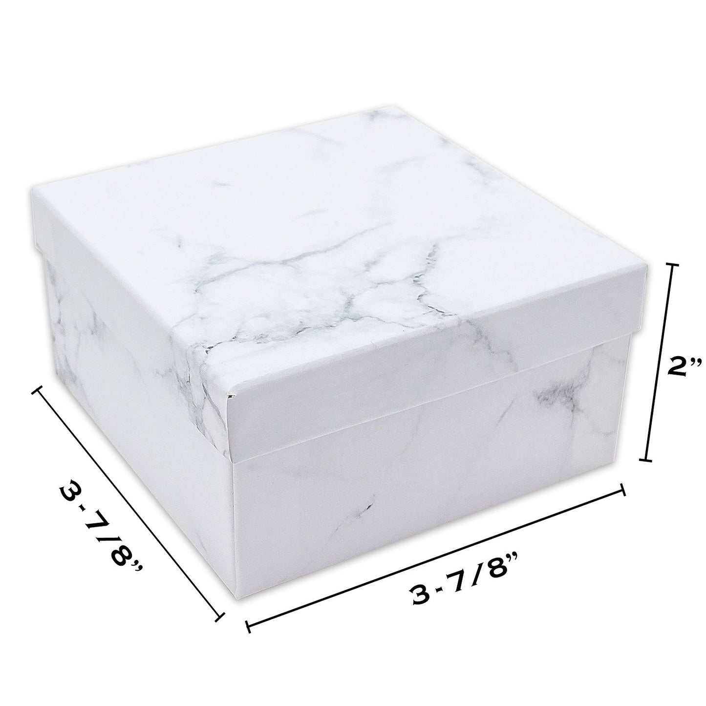 3 3/4" x 3 3/4" x 2" Marble White Cotton Filled Paper Box