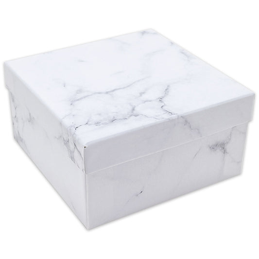 3 3/4" x 3 3/4" x 2" Marble White Cotton Filled Paper Box