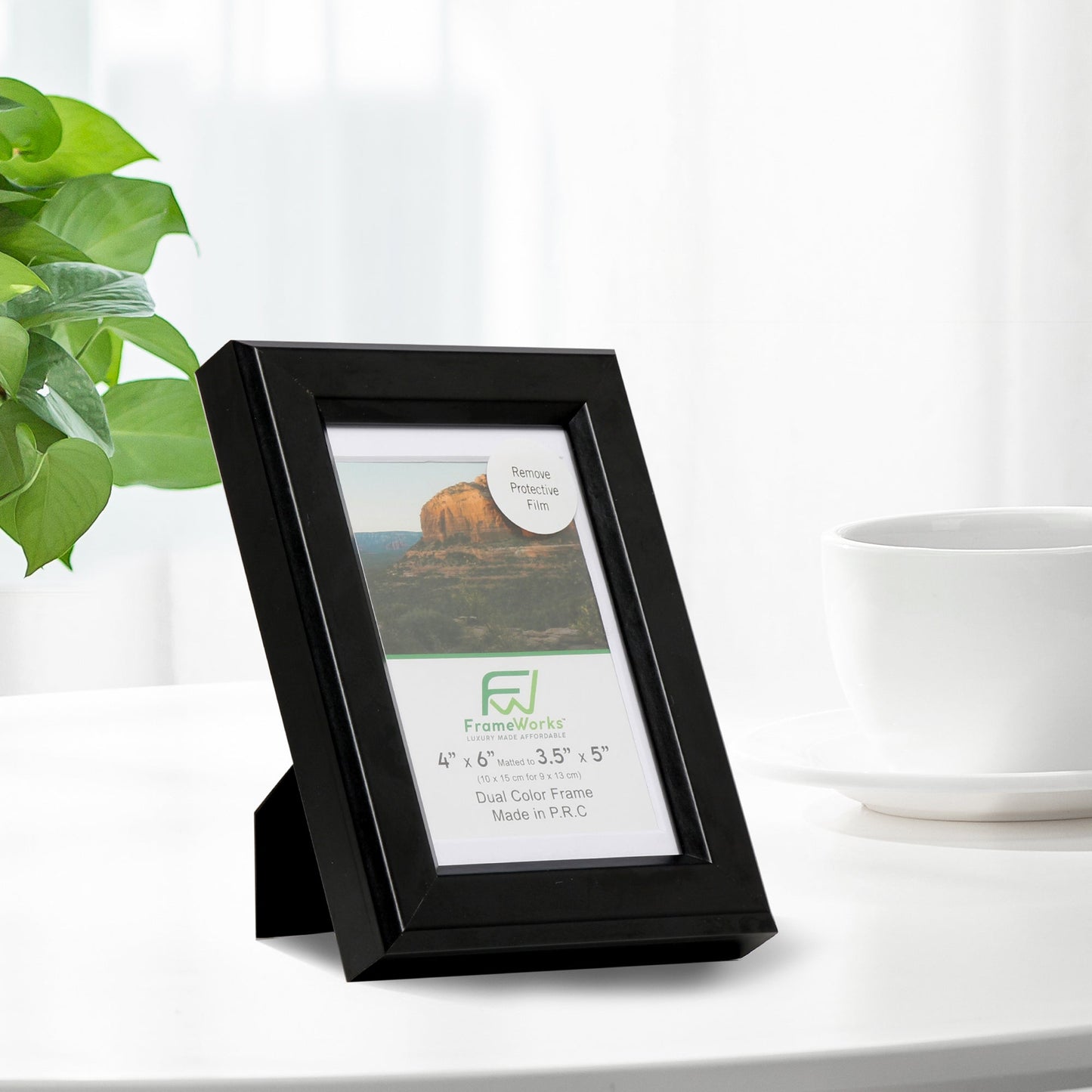 4" x 6" Black Wood 2-Pack Gunnabo Picture Frames, 3.5" x 5" Matted