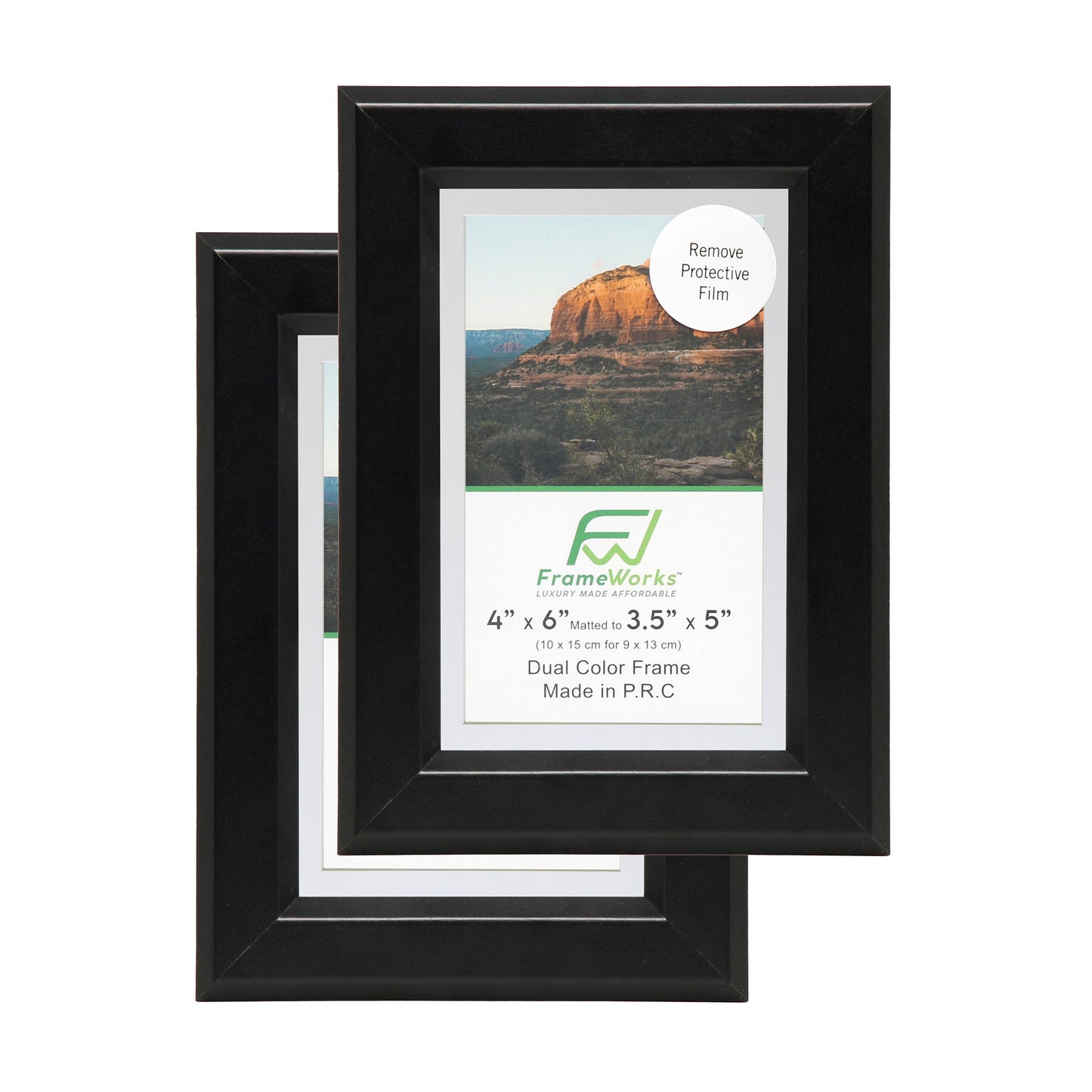 4" x 6" Black Wood 2-Pack Gunnabo Picture Frames, 3.5" x 5" Matted