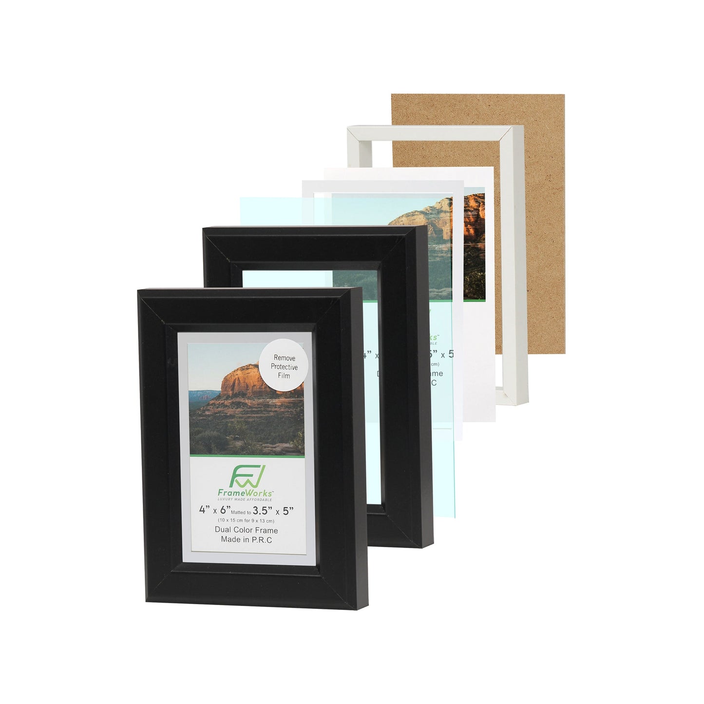 4" x 6" Black Wood 2-Pack Gunnabo Picture Frames, 3.5" x 5" Matted