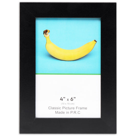 4" x 6” Classic Black MDF Wood Picture Frame with Tempered Glass
