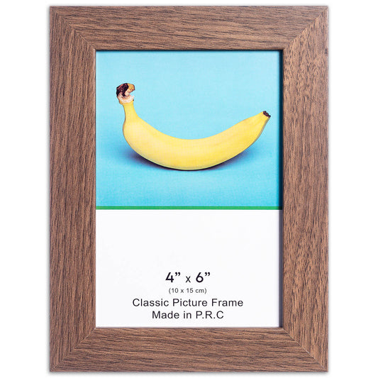 4" x 6” Classic Dark Oak MDF Wood Picture Frame with Tempered Glass