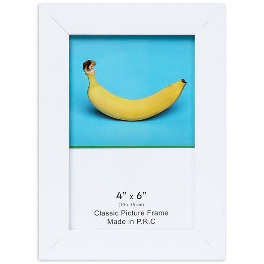 4" x 6” Classic White MDF Wood Picture Frame with Tempered Glass