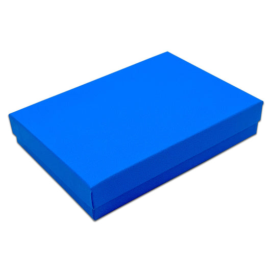5 7/16" x 3 15/16" x 1" Neon Blue Cotton Filled Paper Box (25-Pack)