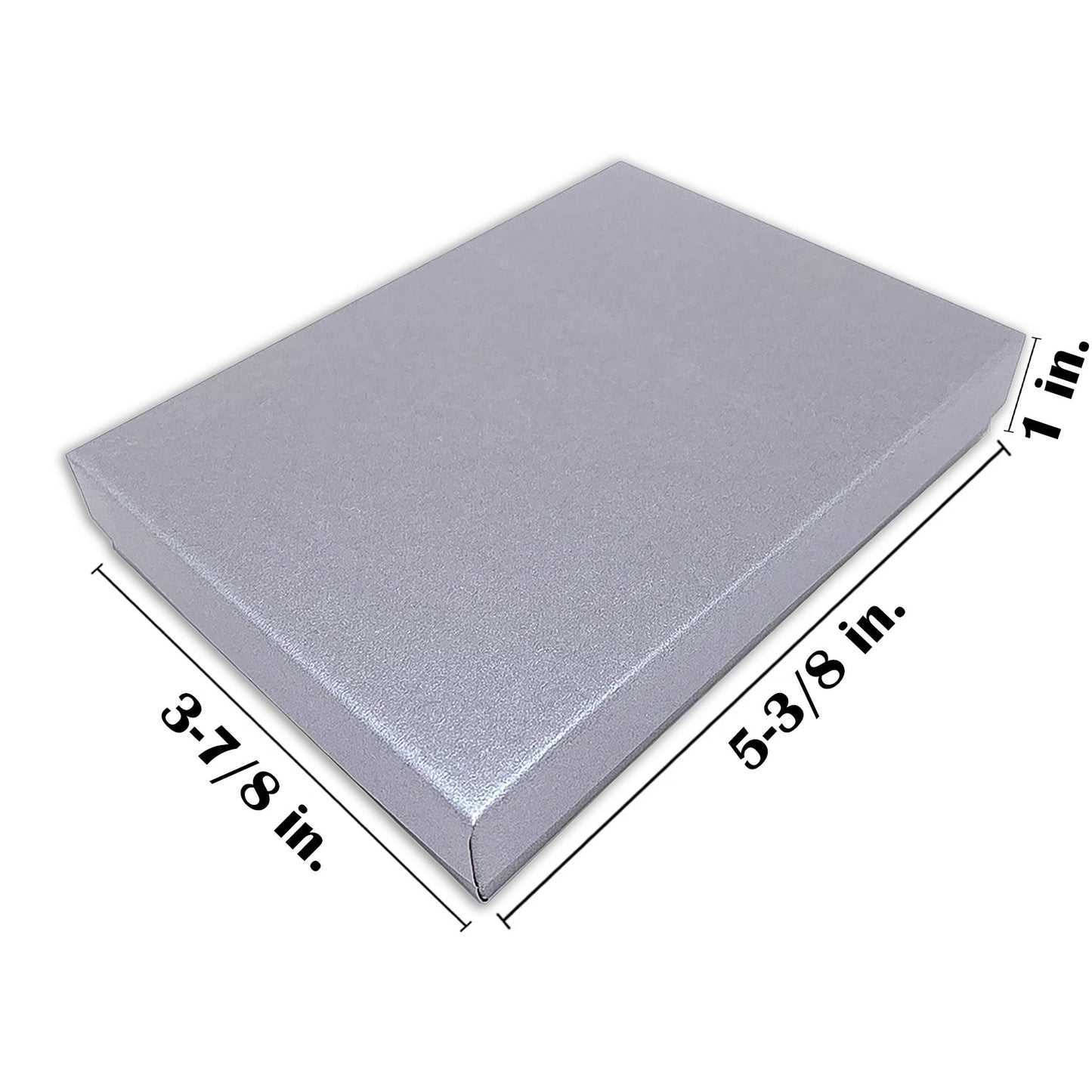 5 7/16" x 3 15/16" x 1" Pearl Gray Cotton Filled Paper Box