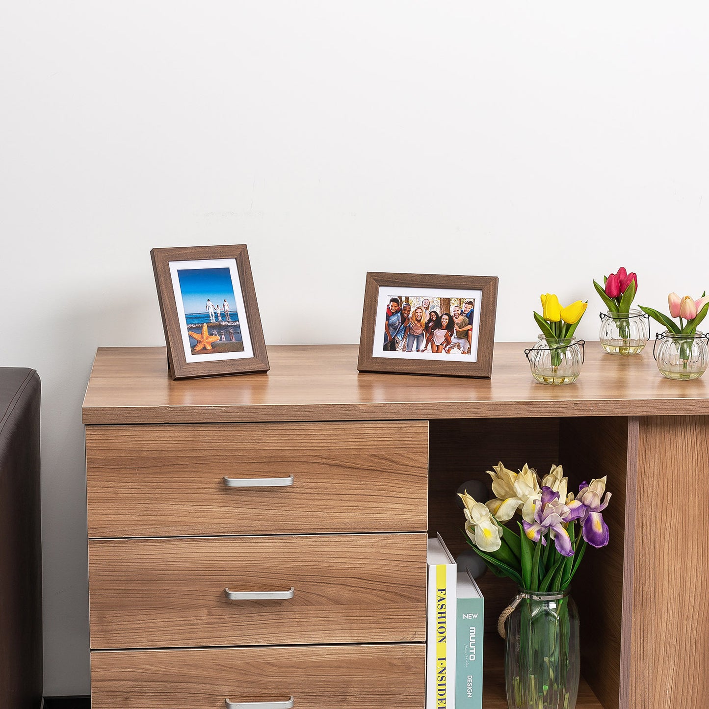 5" x 7" Classic Dark Oak MDF Wood Picture Frame with Tempered Glass, 4" x 6" Matted