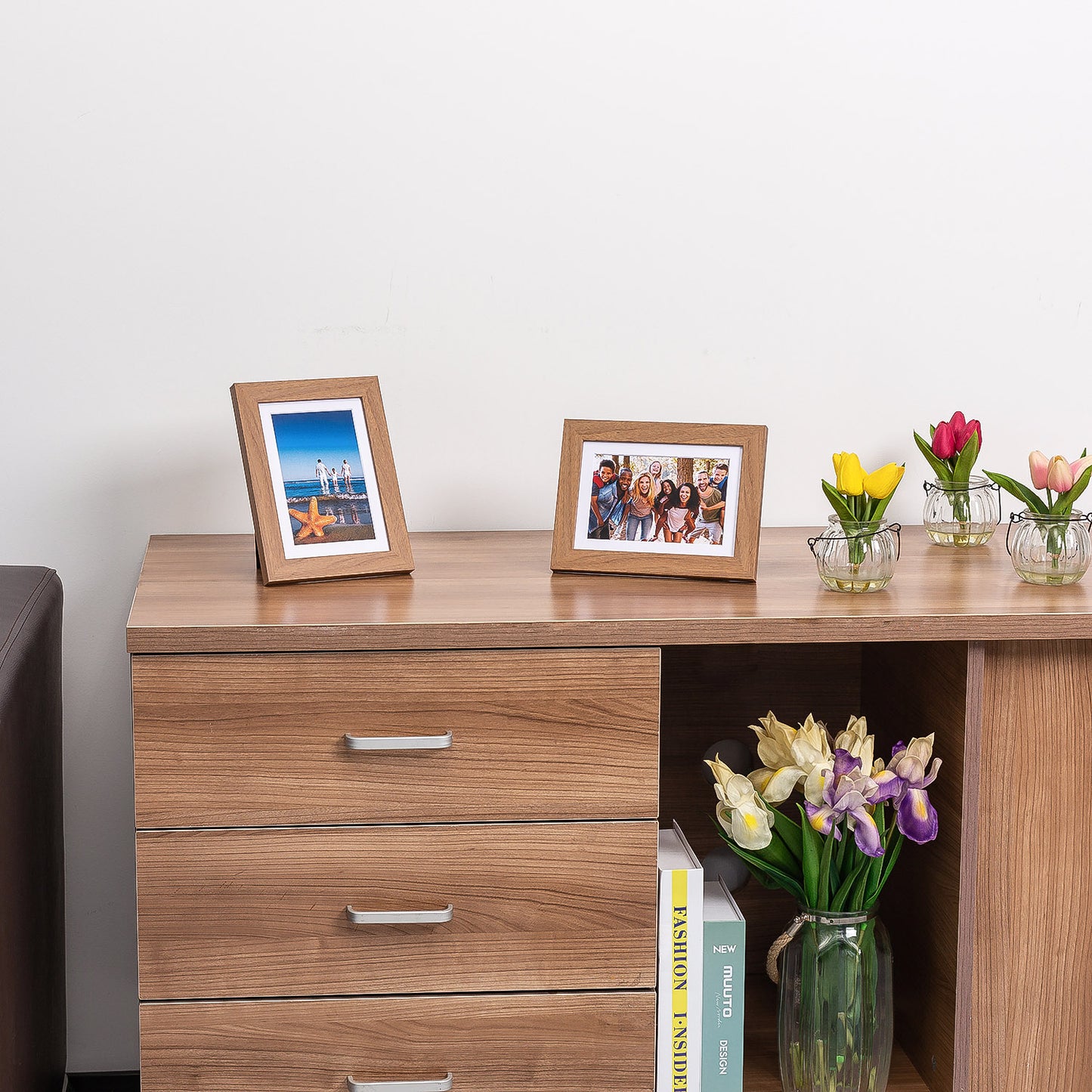 5" x 7" Classic Light Oak MDF Wood Picture Frame with Tempered Glass, 4" x 6" Matted