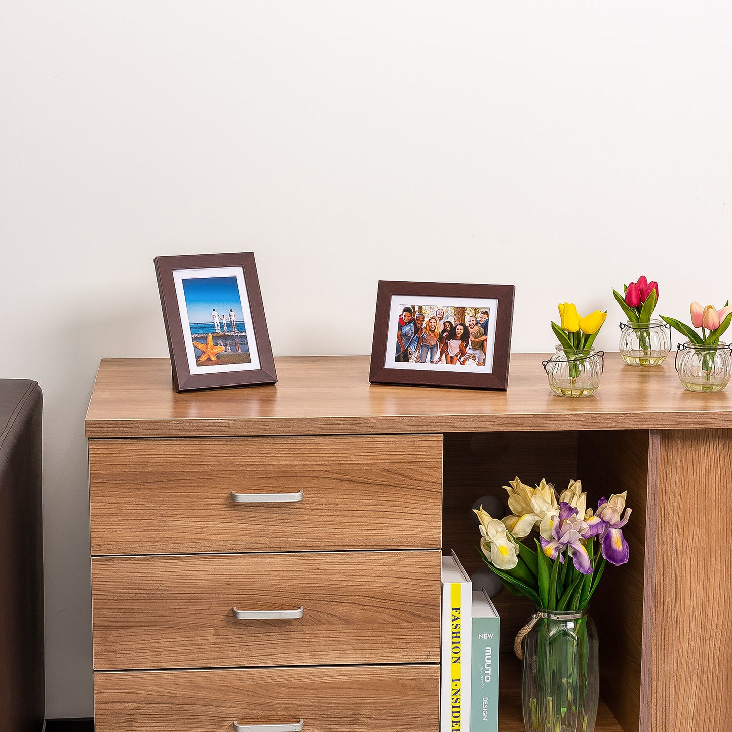 5" x 7" Classic Mahogany MDF Wood Picture Frame with Tempered Glass, 4" x 6" Matted