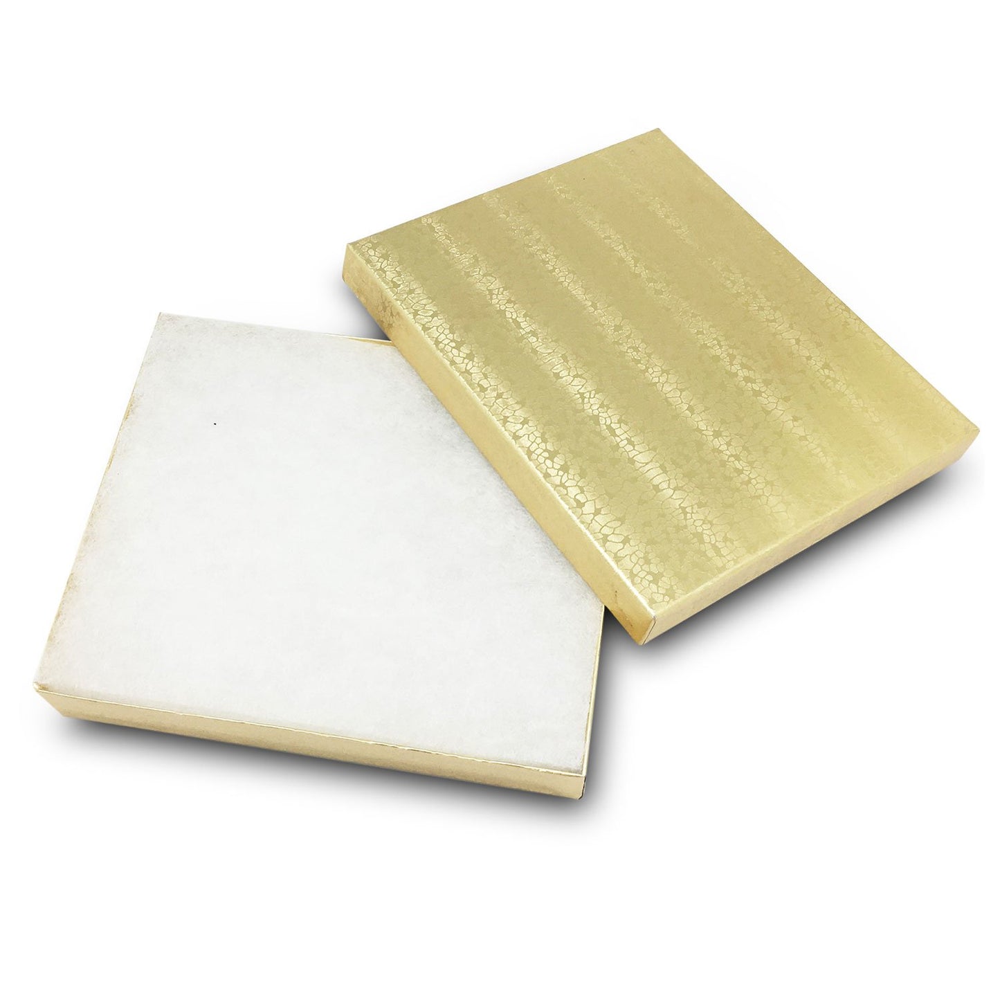 6 1/8" x 5 1/8" x 1 3/8" Gold Cotton Filled Box