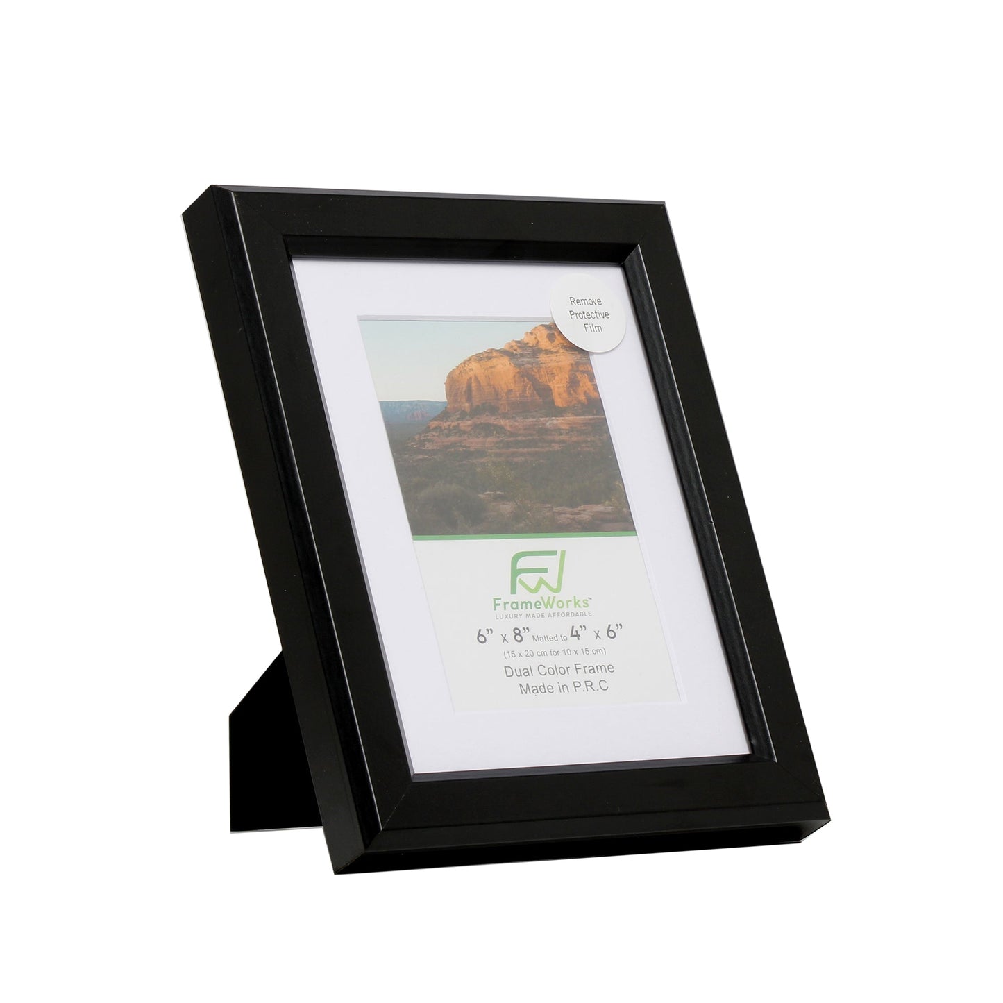 6" x 8" Black Wood 2-Pack Picture Frames, 4" x 6" Matted