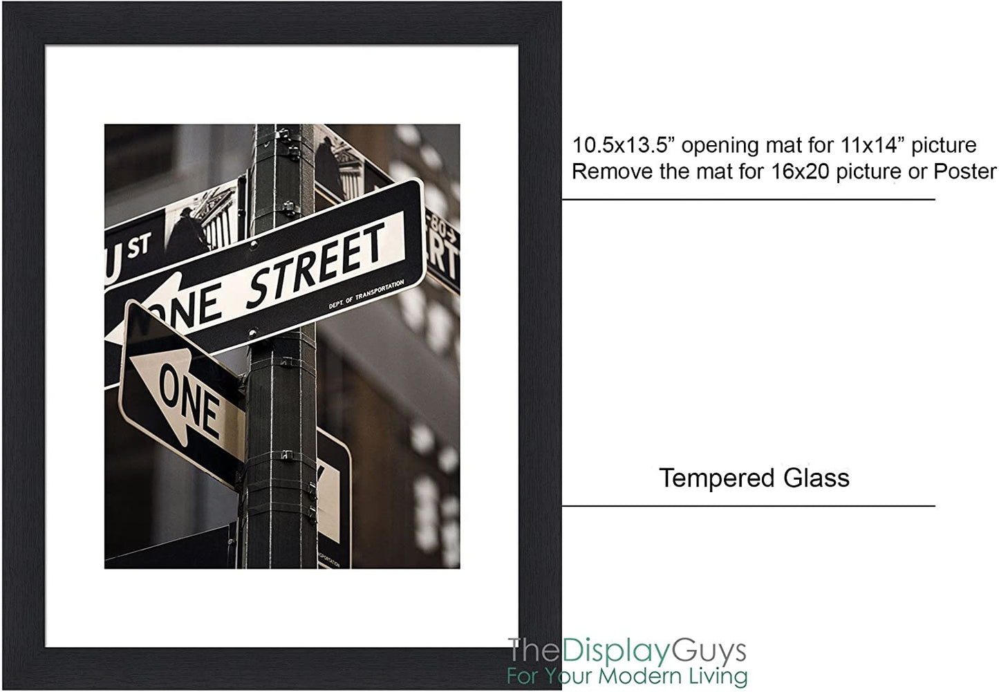 7 Piece Black Wood Collage Multi-Size Picture Frame Set with 16" x 20" Frame