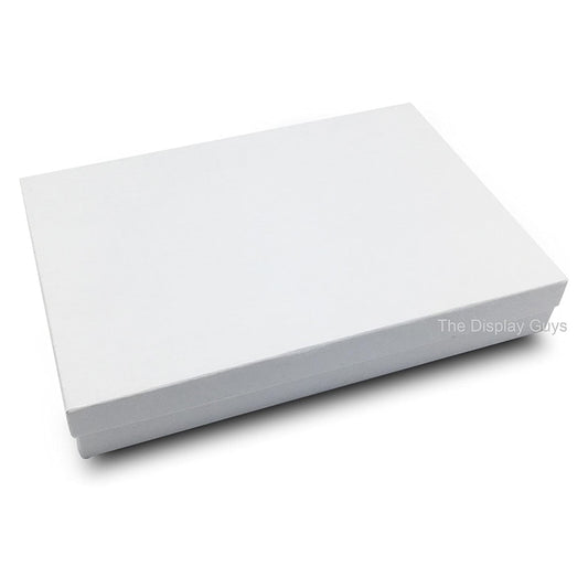 8 1/8" x 5 5/8" x 1 3/8" White Swirl Cotton Filled Paper Box