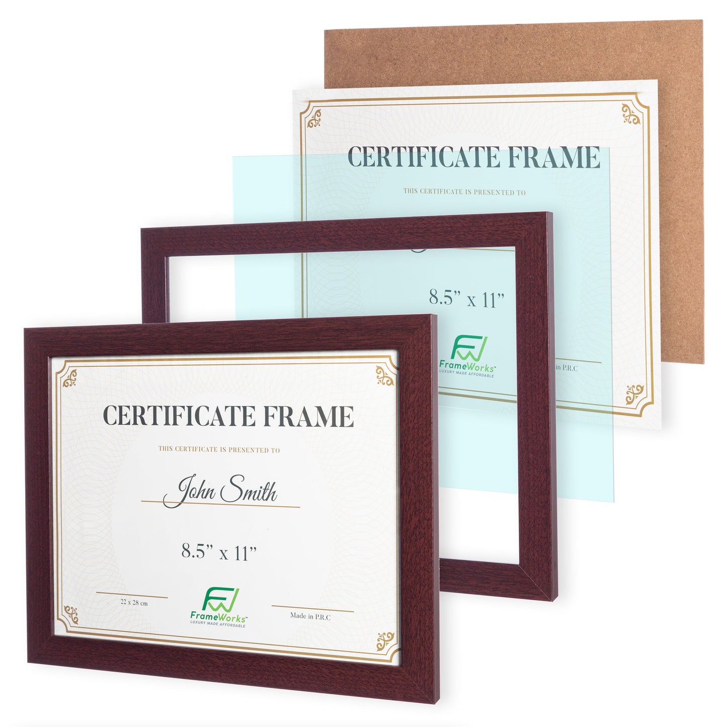 8.5" x 11" Classic Mahogany Wood Document Picture Frame with Tempered Glass