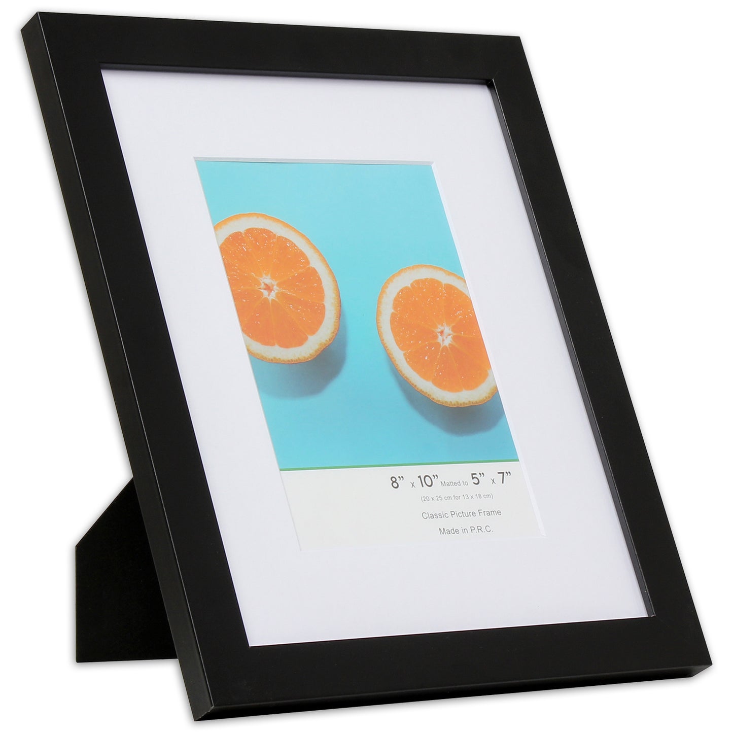 8" x 10" Classic Black MDF Wood Picture Frame with Tempered Glass, 5" x 7" Matted