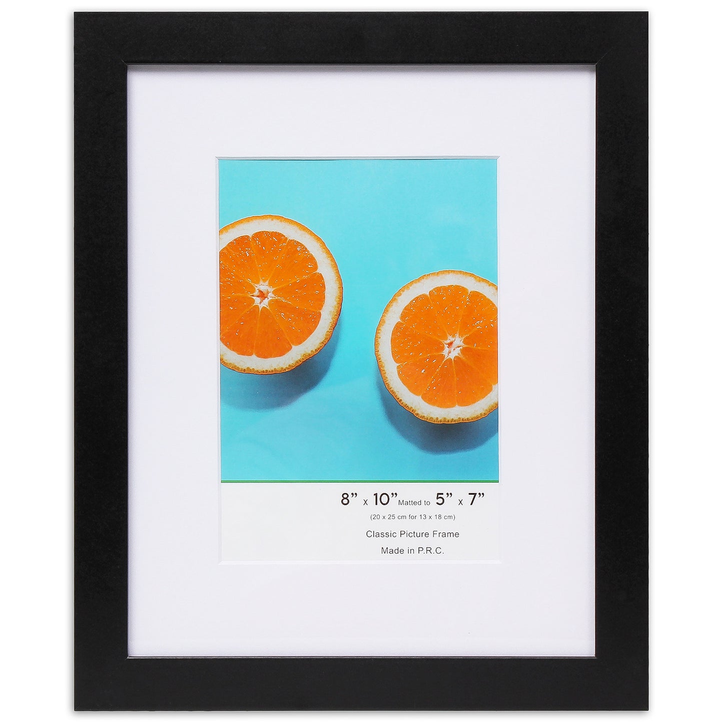 8" x 10" Classic Black MDF Wood Picture Frame with Tempered Glass, 5" x 7" Matted