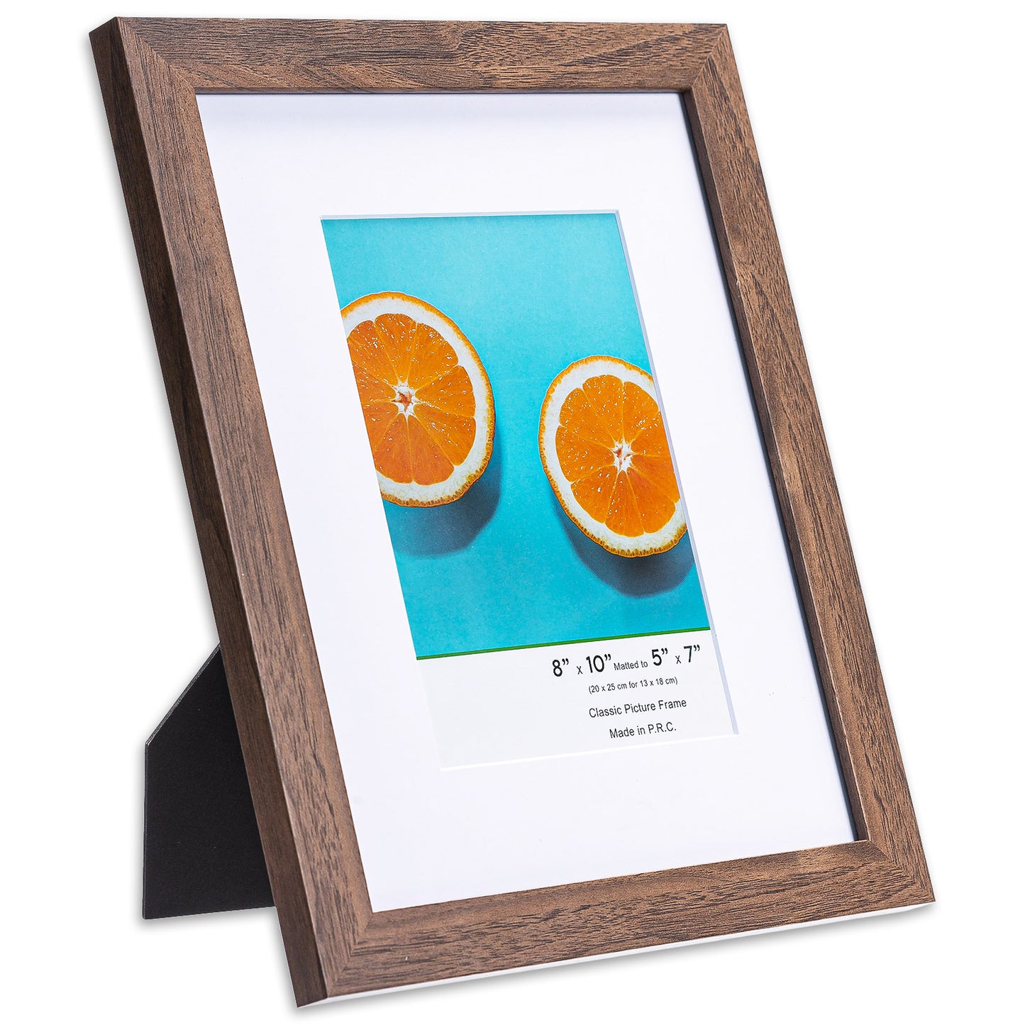 8" x 10" Classic Dark Oak MDF Wood Picture Frame with Tempered Glass, 5" x 7" Matted