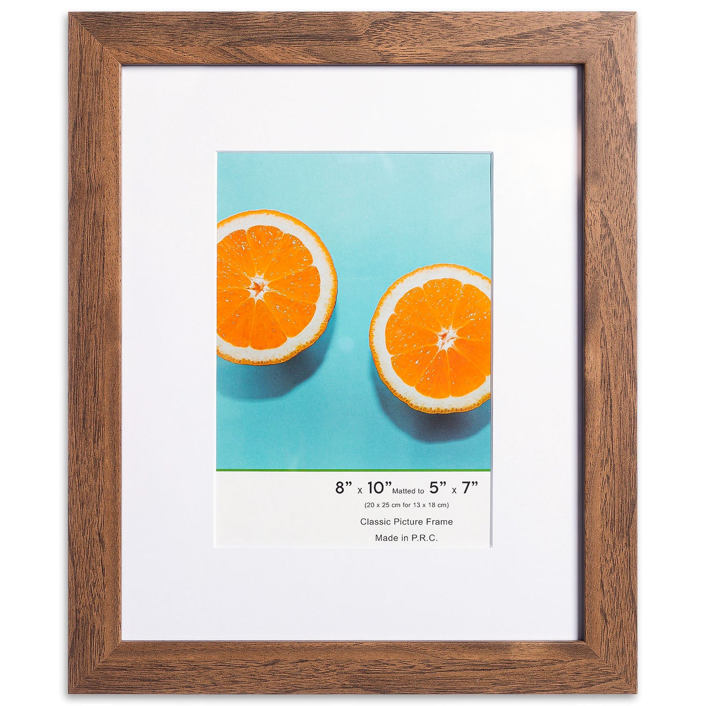 8" x 10" Classic Dark Oak MDF Wood Picture Frame with Tempered Glass, 5" x 7" Matted