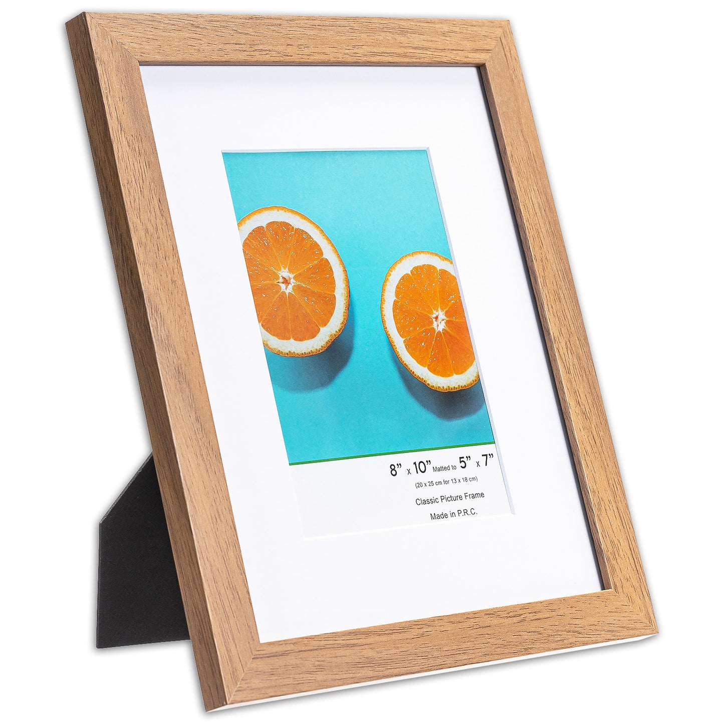 8" x 10" Classic Light Oak MDF Wood Picture Frame with Tempered Glass, 5" x 7" Matted