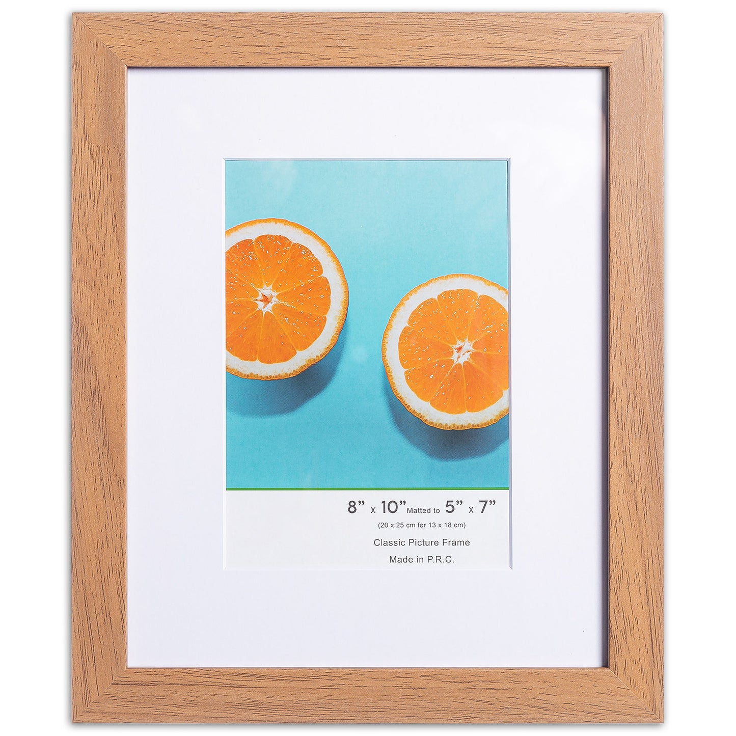 8" x 10" Classic Light Oak MDF Wood Picture Frame with Tempered Glass, 5" x 7" Matted