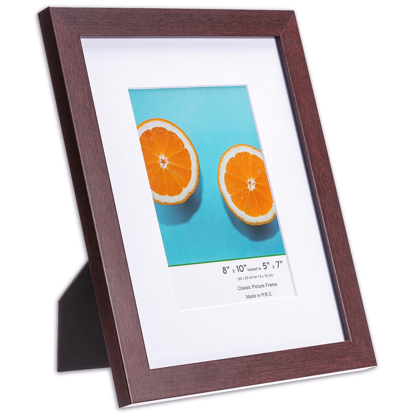 8" x 10" Classic Mahogany MDF Wood Picture Frame with Tempered Glass, 5" x 7" Matted