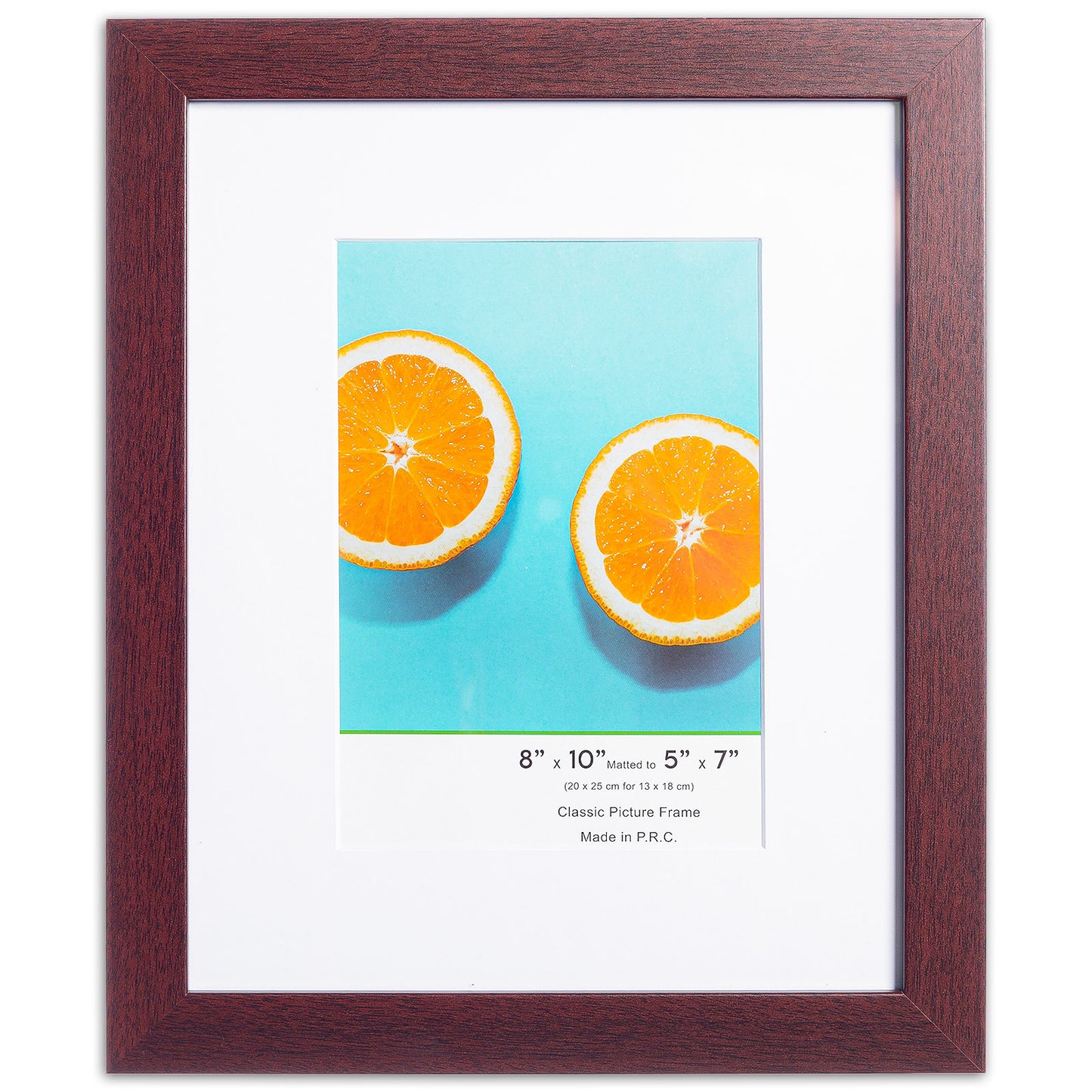 8" x 10" Classic Mahogany MDF Wood Picture Frame with Tempered Glass, 5" x 7" Matted