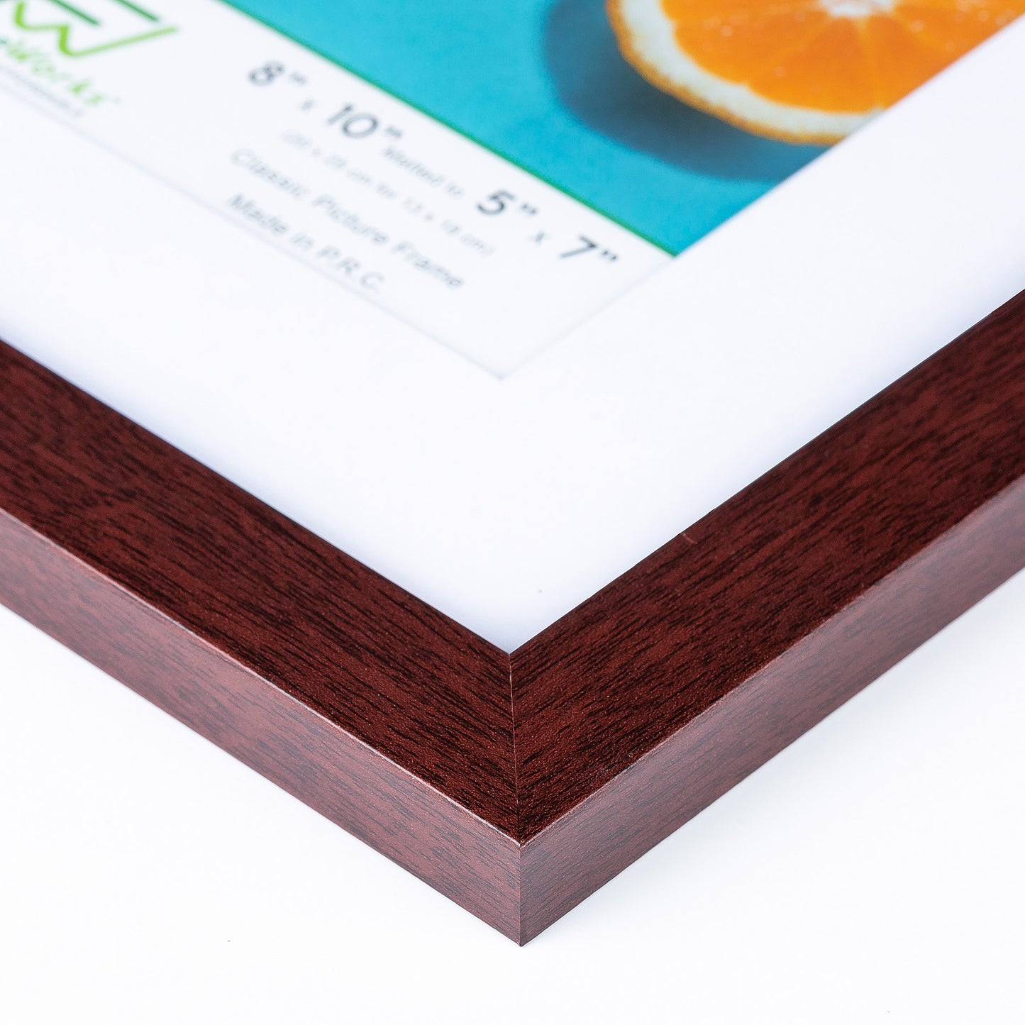 8" x 10" Classic Mahogany MDF Wood Picture Frame with Tempered Glass, 5" x 7" Matted