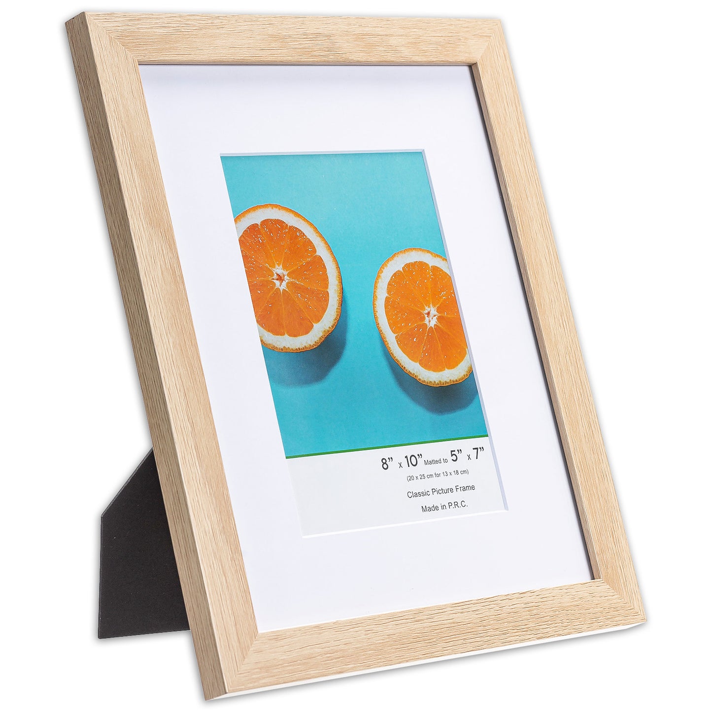 8" x 10" Classic Natural Oak MDF Wood Picture Frame with Tempered Glass, 5" x 7" Matted