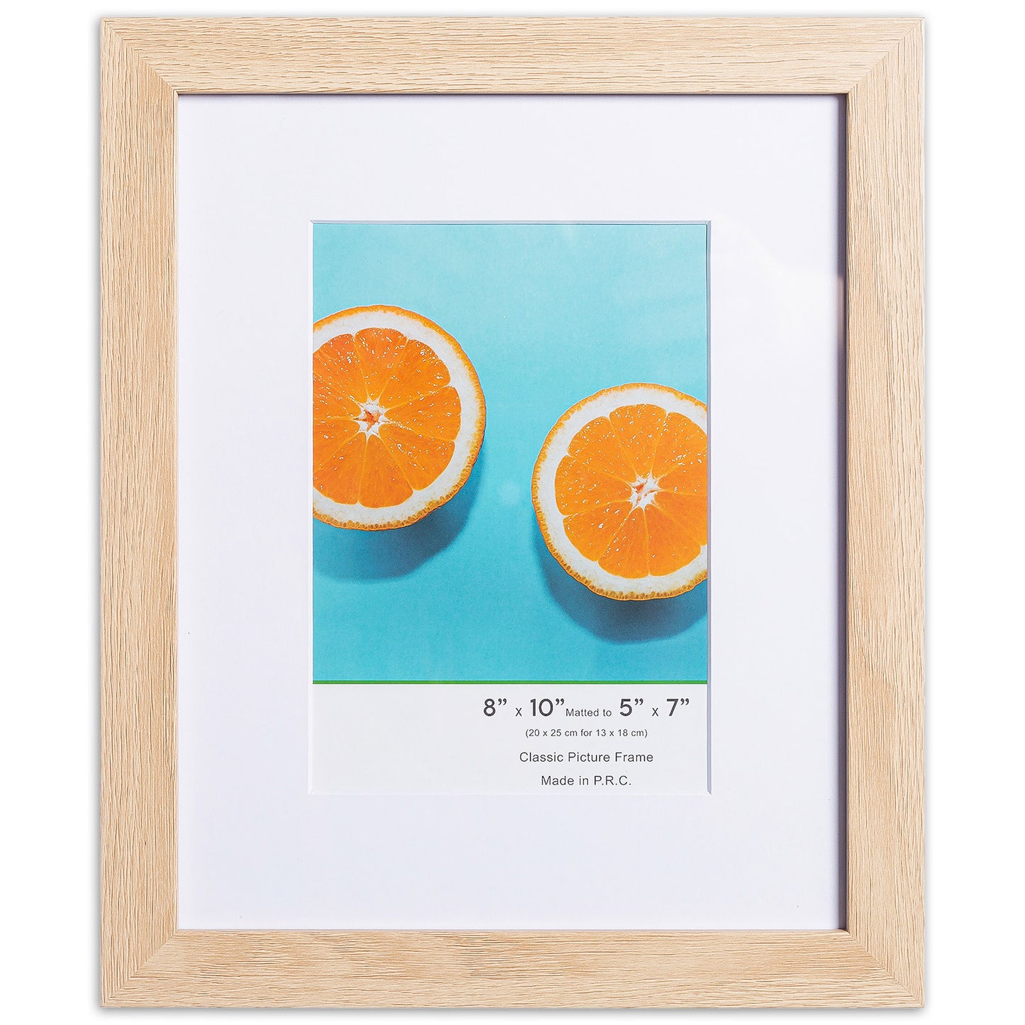 8" x 10" Classic Natural Oak MDF Wood Picture Frame with Tempered Glass, 5" x 7" Matted