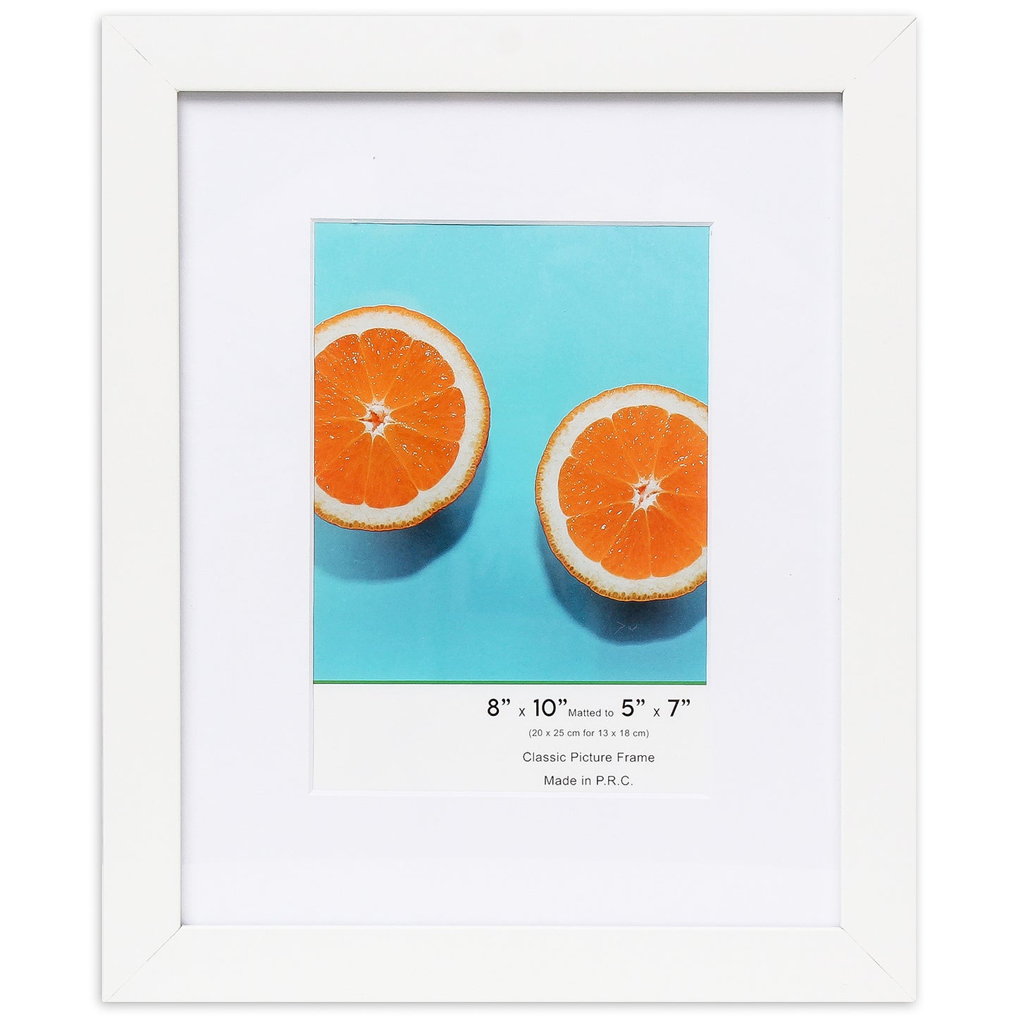 8" x 10" Classic White MDF Wood Picture Frame with Tempered Glass, 5" x 7" Matted