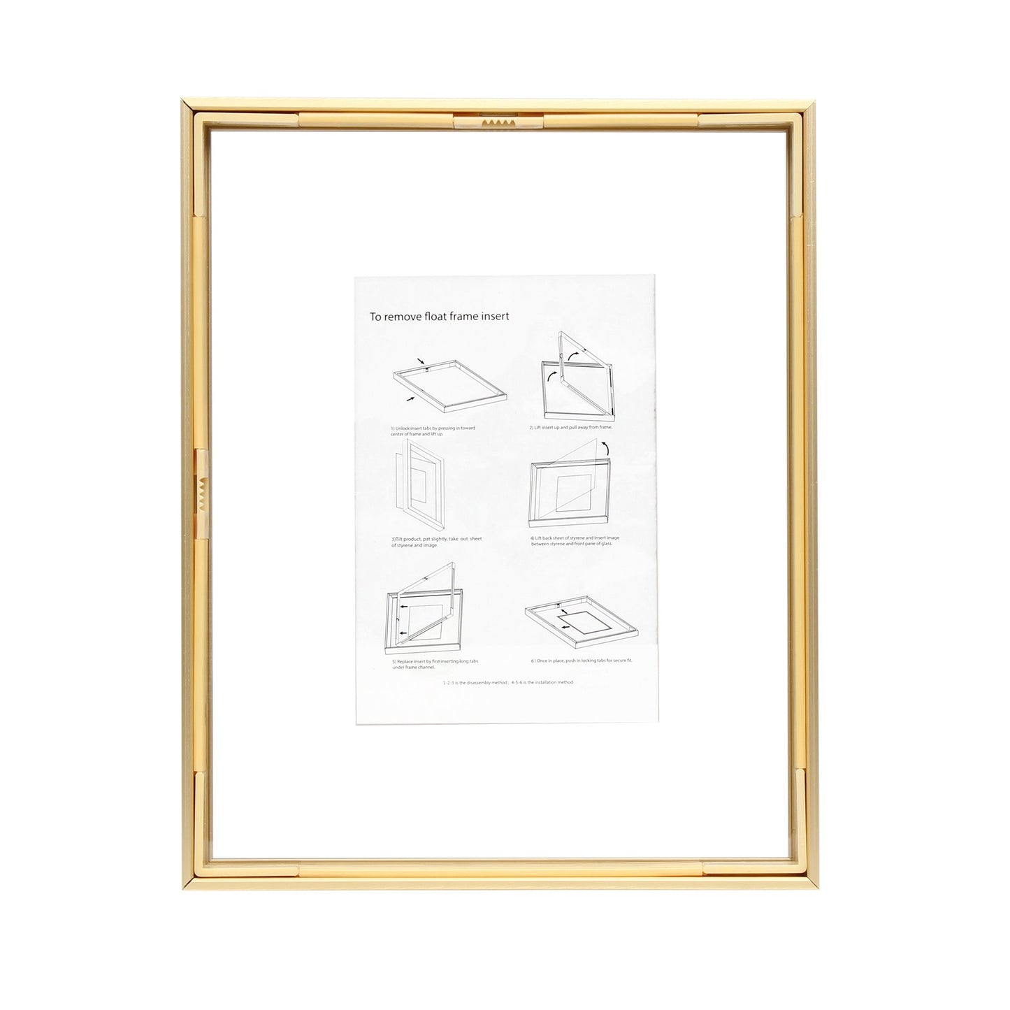 8" x 10" Deluxe Brass Gold Aluminum Contemporary Floating Picture Frame