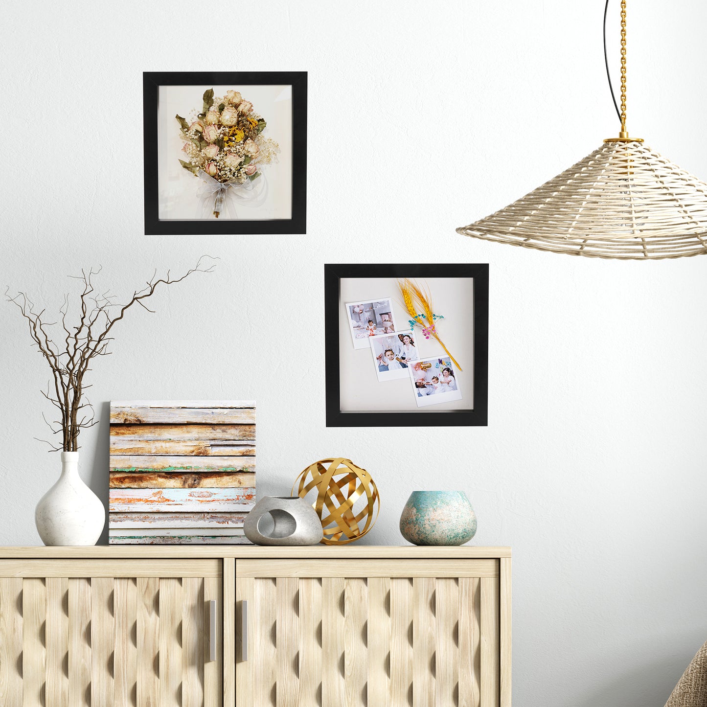 8" x 8” Black MDF Wood Shadow Box Frame