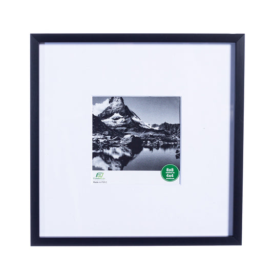 8" x 8" Deluxe Black Aluminum Contemporary Picture Frame, 4" x 4" Matted
