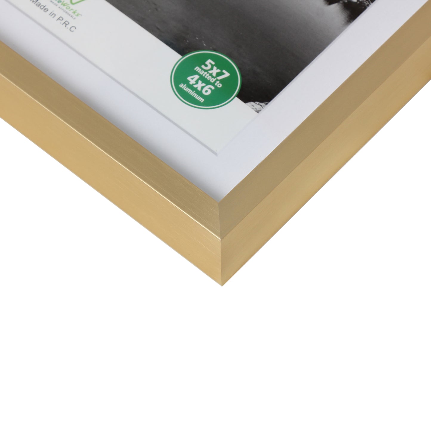 8" x 8" Deluxe Brass Gold Aluminum Contemporary Picture Frame, 4" x 4" Matted