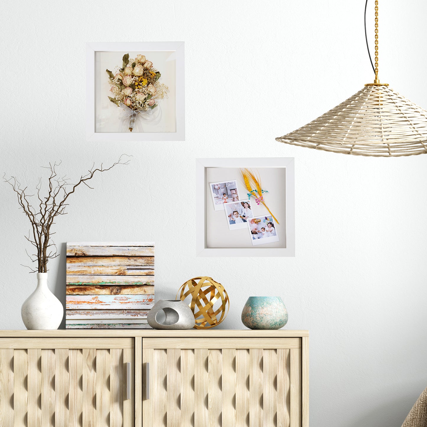 8" x 8” White MDF Wood Shadow Box Frame