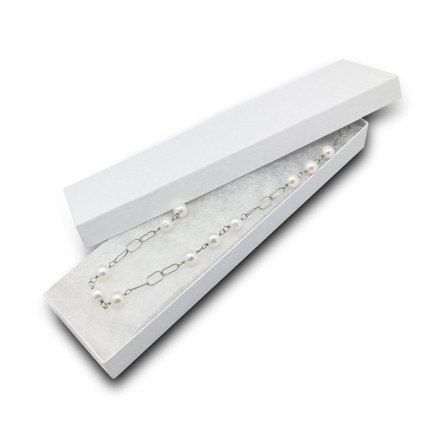 8"x 2"x 1" White Swirl Cotton Filled Box