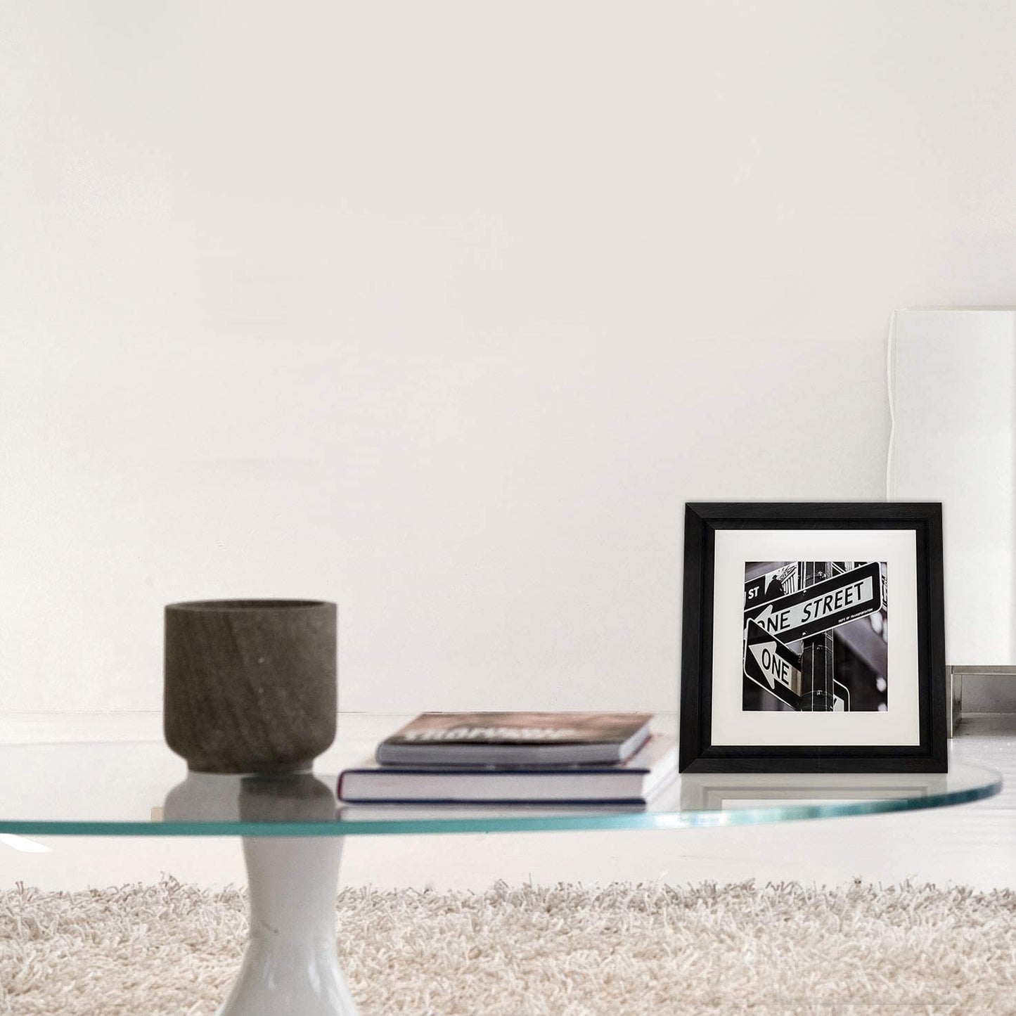 9 Piece Square Black Walnut Wood Tempered Glass Picture Frame Set