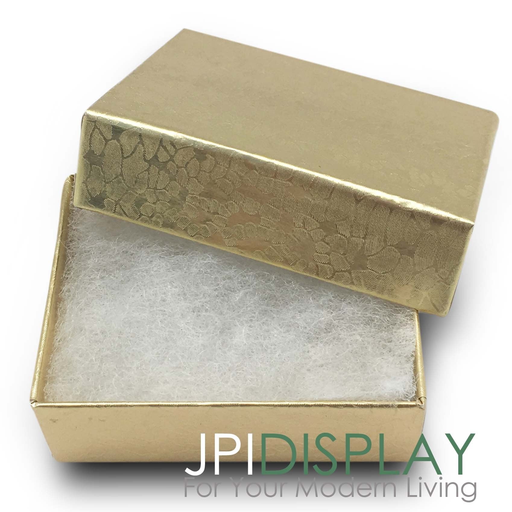 2 1/8"Wx 1 5/8"Dx 3/4"H Gold Cotton Filled Paper Box