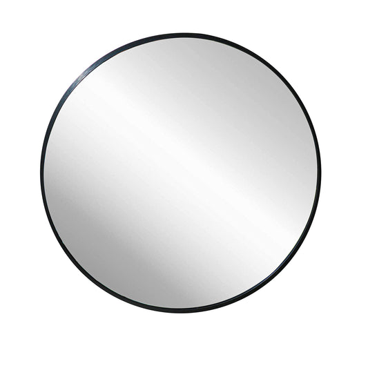 Deluxe Contemporary Black Round Aluminum Mirror