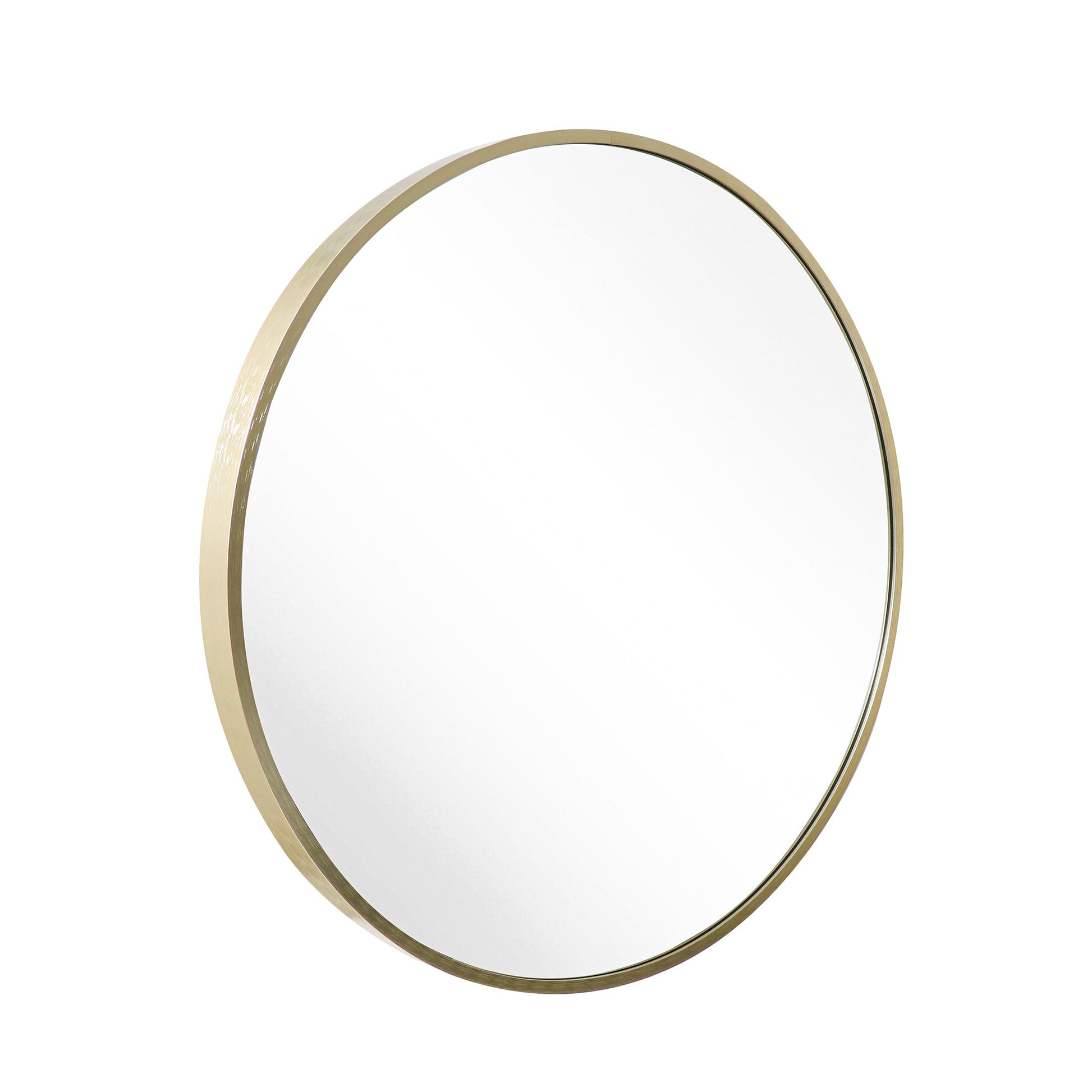 Deluxe Contemporary Brass Gold Round Aluminum Mirror