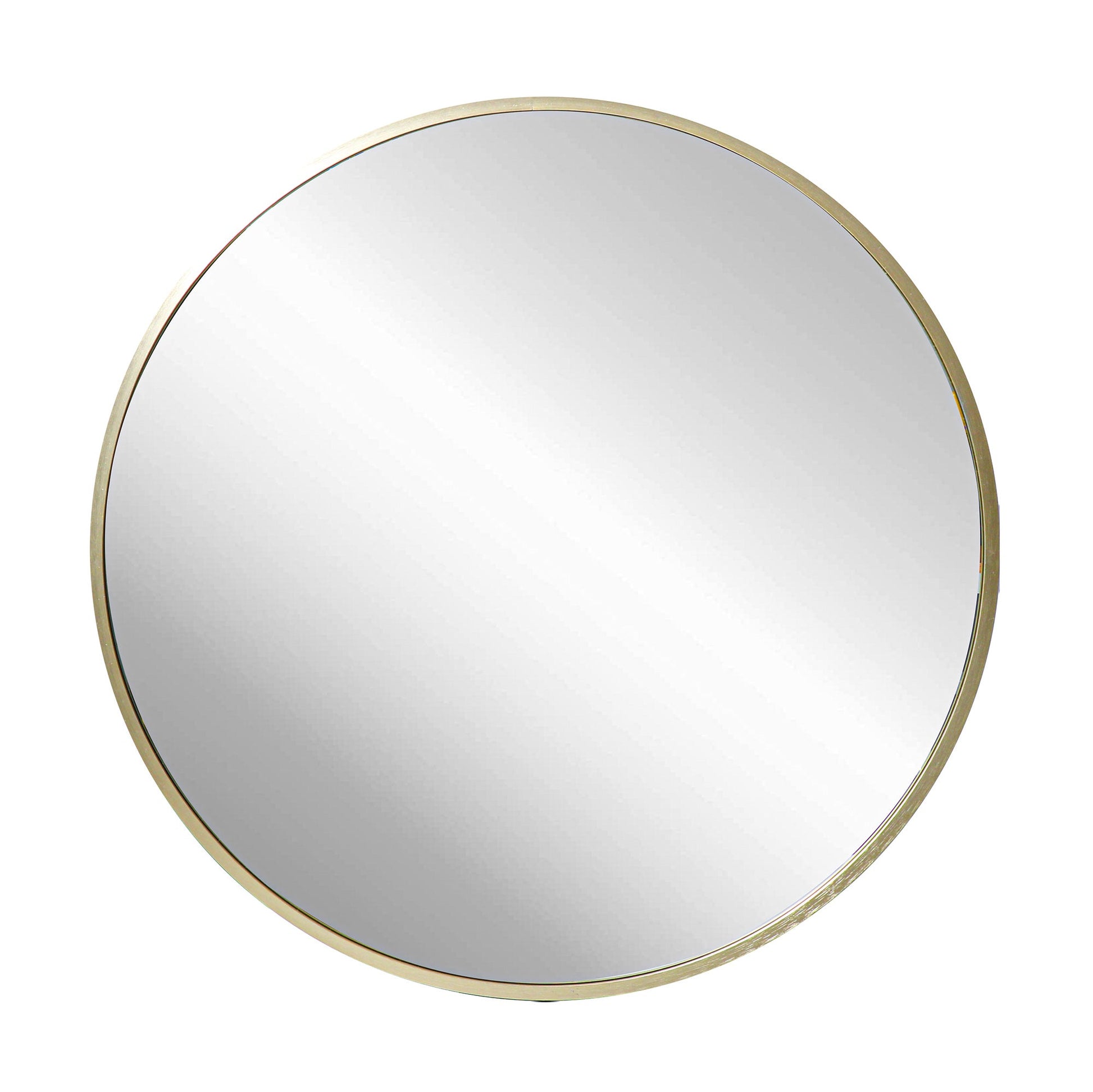 Deluxe Contemporary Brass Gold Round Aluminum Mirror