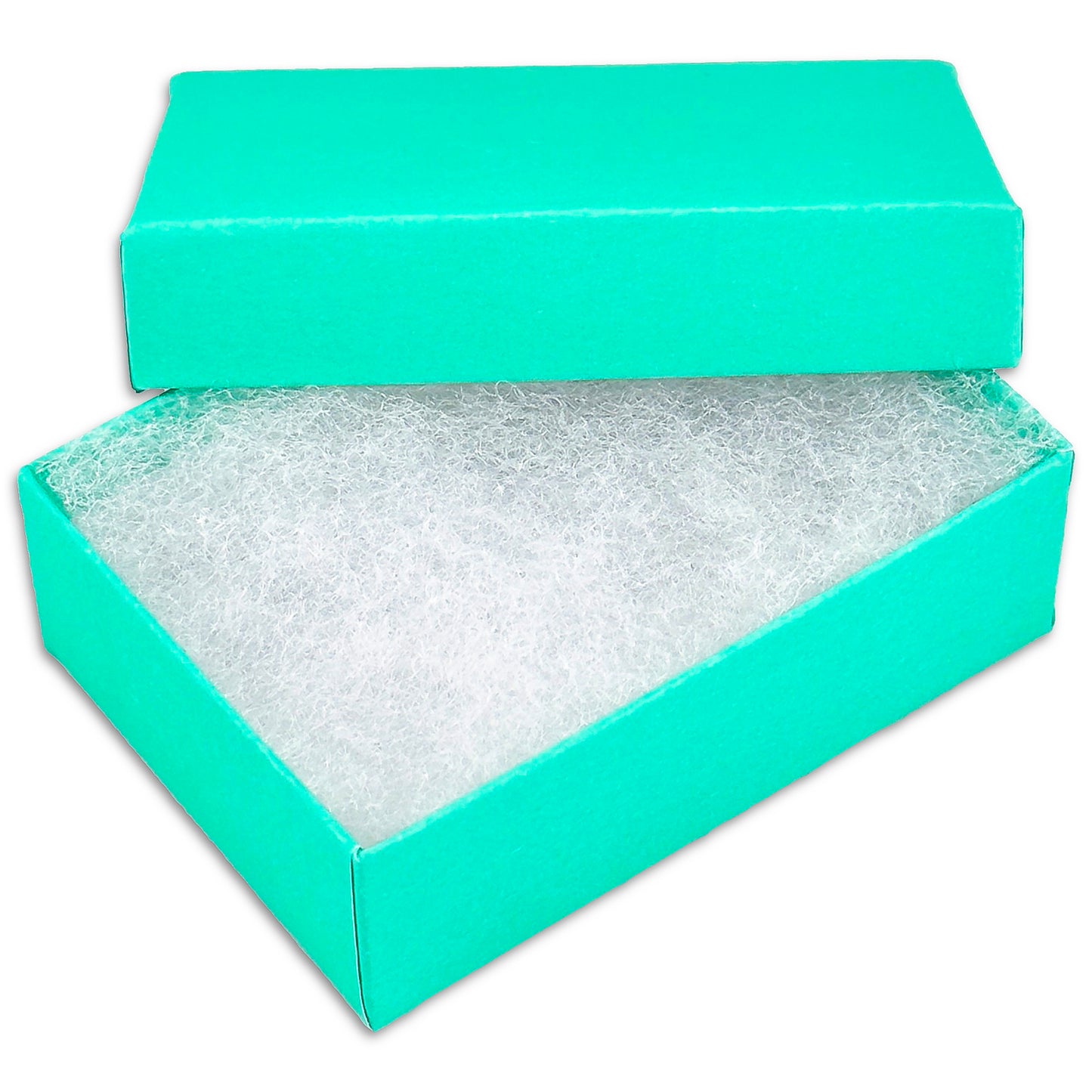 1 7/8" x 1 1/4" x 5/8" Teal Green Cotton Filled Paper Box