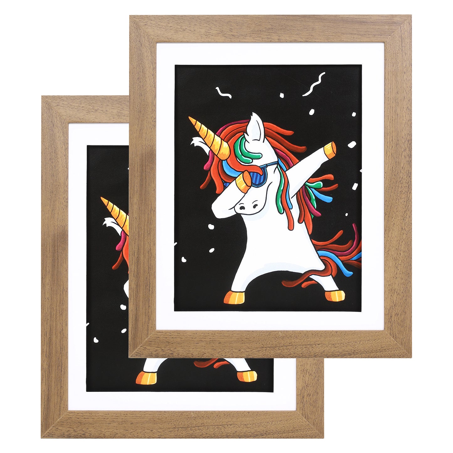 10" x 12.5" Dark Oak MDF Wood Kids Art Picture Frame with Elastic Straps