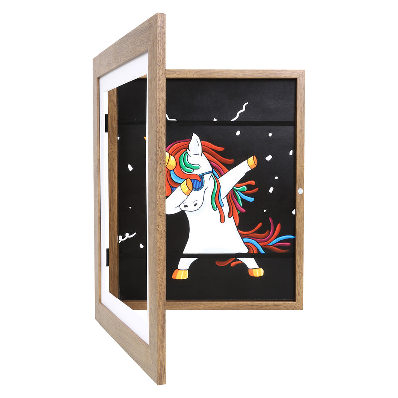 10" x 12.5" Dark Oak MDF Wood Kids Art Picture Frame with Elastic Straps