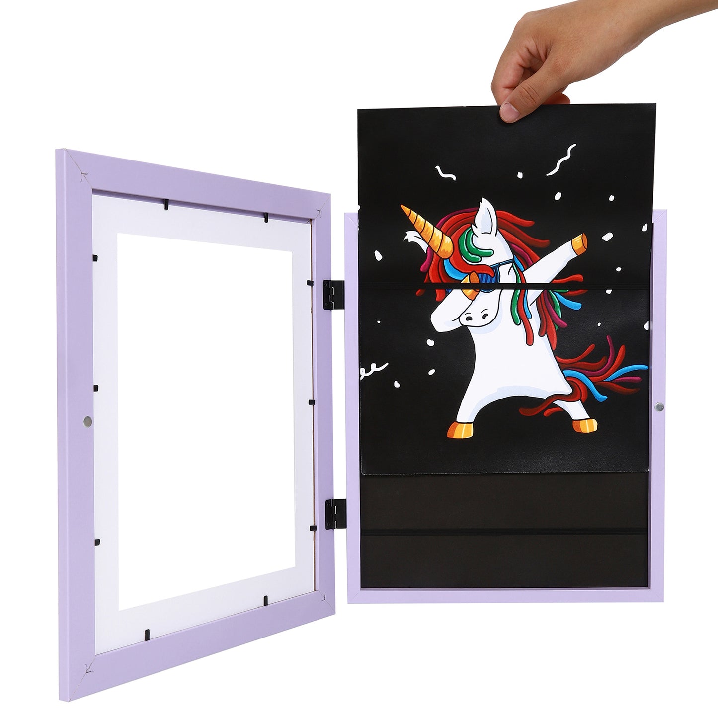 10" x 12.5" Lavender MDF Wood Kids Art Picture Frame with Elastic Straps
