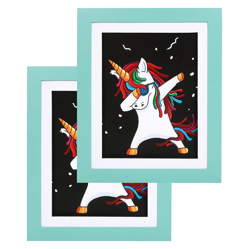 10" x 12.5" Teal MDF Wood Kids Art Picture Frame with Elastic Straps